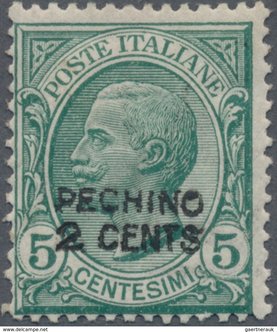 Italienische Post In China: 1917, PECHINO 2c. On 5c. Green, Fresh Colour, Mint Original Gum With Hin - Tientsin