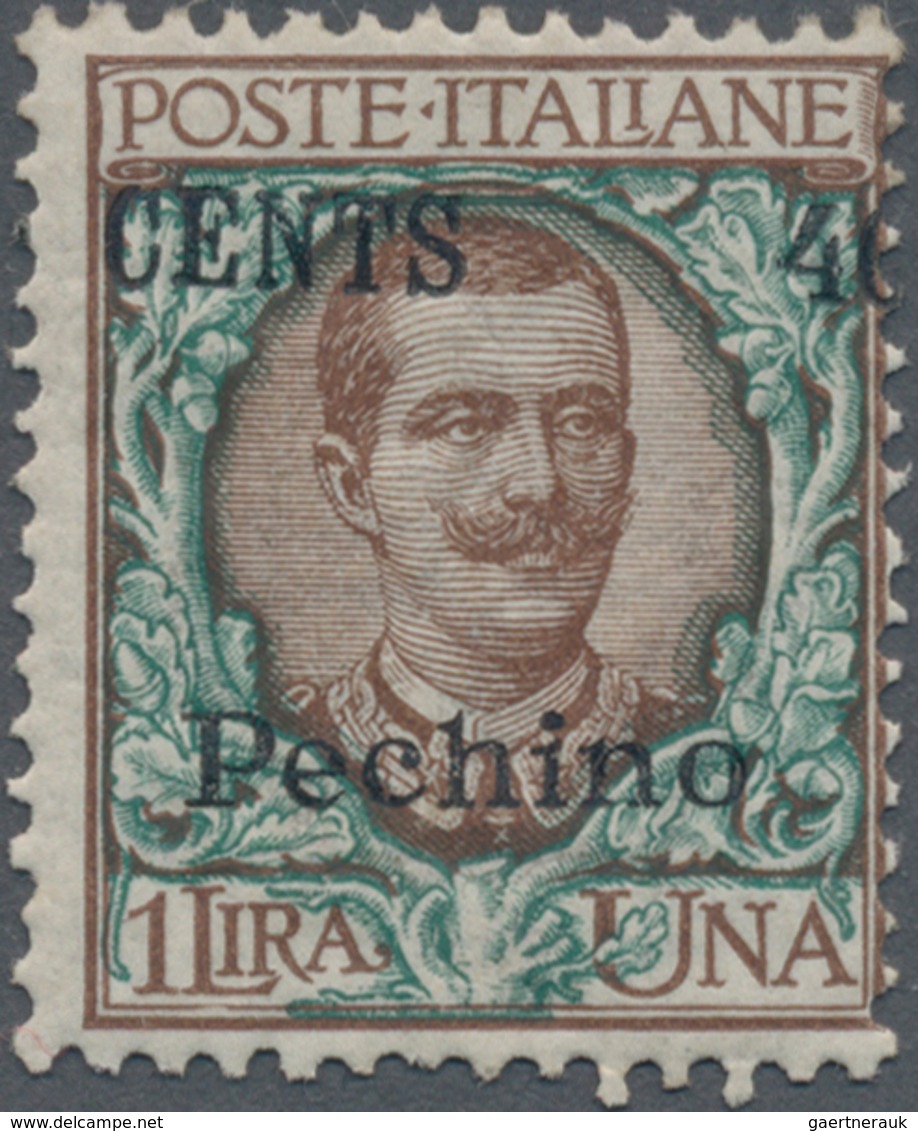 Italienische Post In China: 1918/1919, Pechino 40c. On 1l. Brown/green Showing Variety "shifted/divi - Tientsin