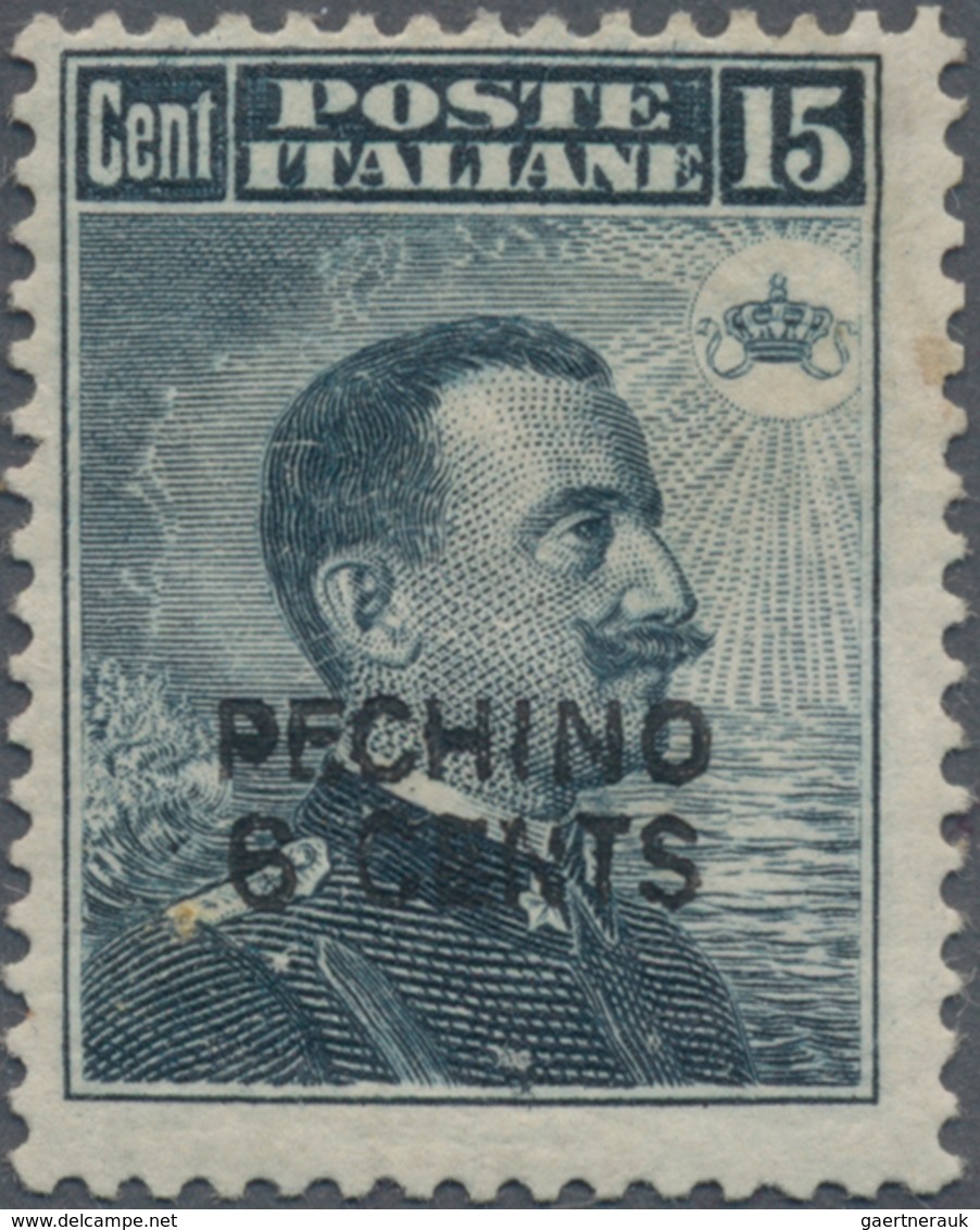 Italienische Post In China: 1917, PECHINO 6c. On 15c. Slate, Fresh Colour And Well Perforated, Mint - Tientsin