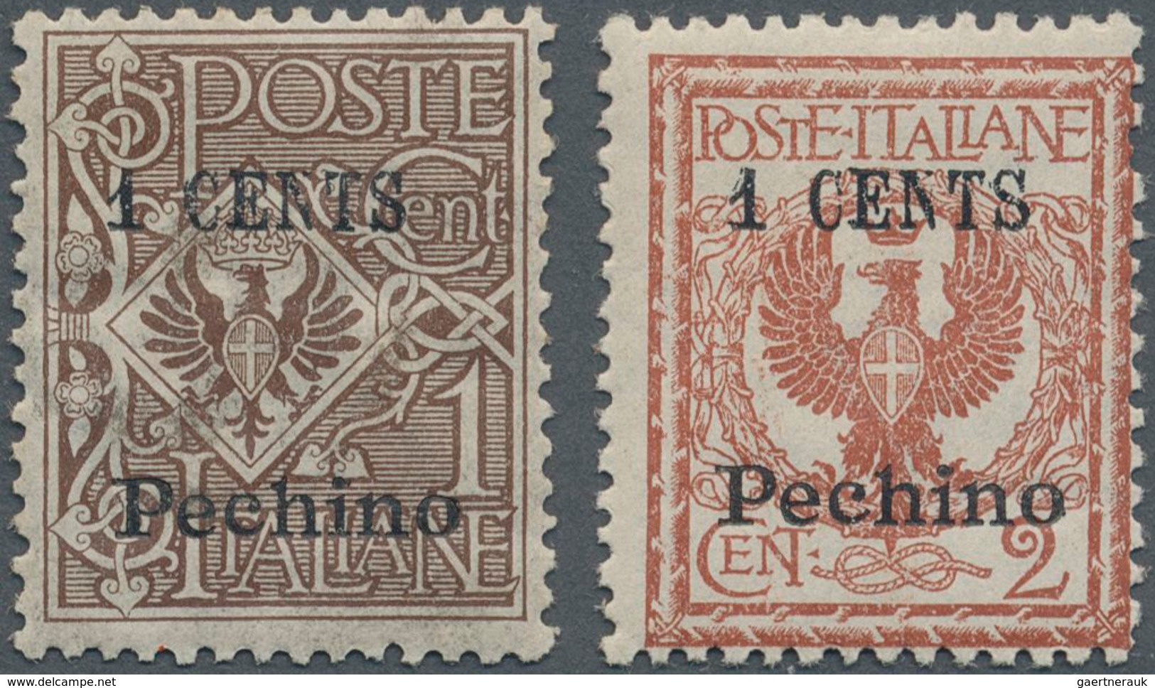 Italienische Post In China: 1918, "1 CENTS" On 1c. Brown And "1 CENTS" On 2c. Orange-brown, The Two - Tientsin