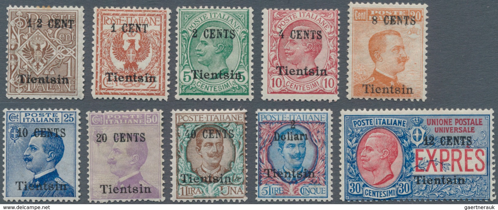 Italienische Post In China: 1918, Revaluation Overprints, Complete Set Of Ten Values Incl. Express S - Tientsin