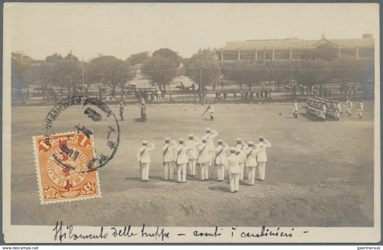 Italienische Post In China: 1913. Photographic Picture Post Card Of 'The Italian Troops On Parade At - Tientsin