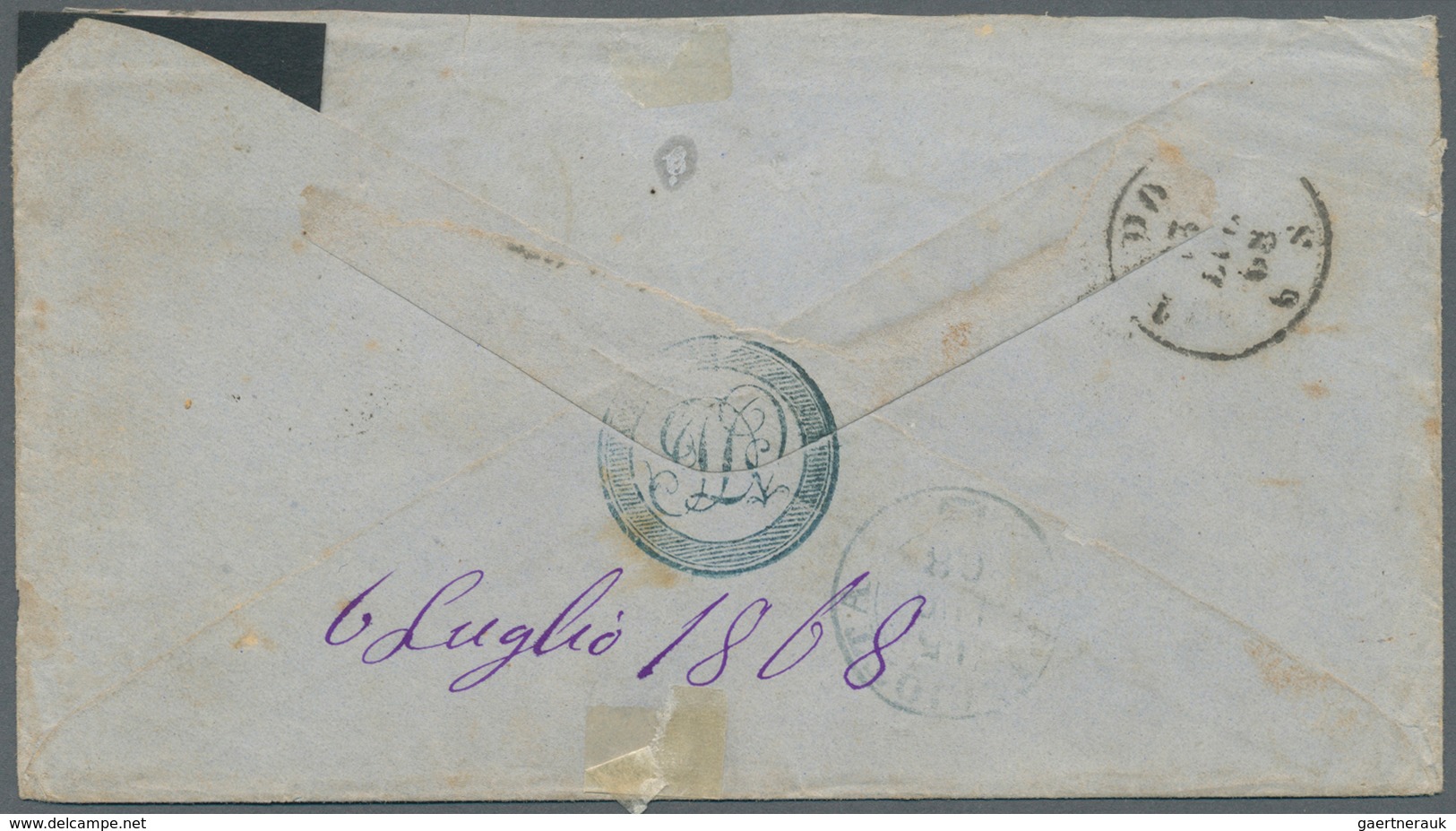 Italienische Post In Der Levante: 1868, 60 C. Mit Nummernstempel "234" Auf Brief Von Alexandrien Nac - General Issues