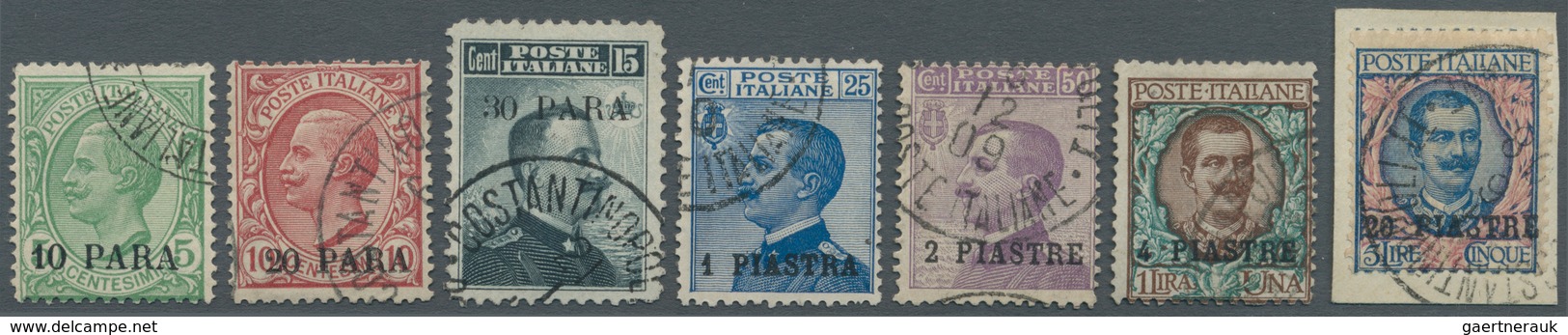 Italienische Post In Der Levante: 1908, 2nd Constantinople Issue, Complete Set Of Seven Values Neatl - General Issues