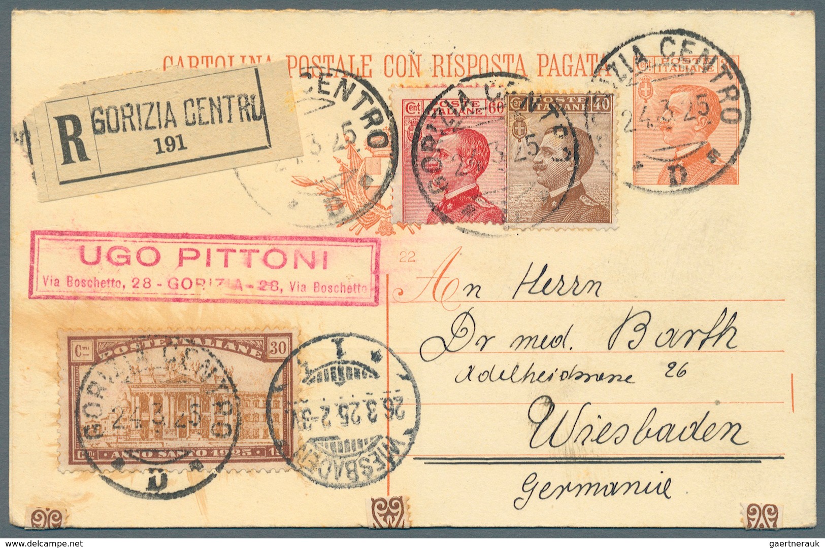 Italien - Ganzsachen: 1924, King Emanuel III. 30 C. Postal Stationery Double Card With Print Error: - Stamped Stationery