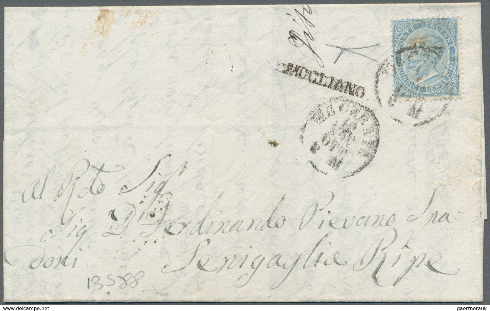 Italien - Stempel: 1864, Folded Letter Sent From MOGLIANO To Ripe (near Senigallia) And Franked With - Marcophilia