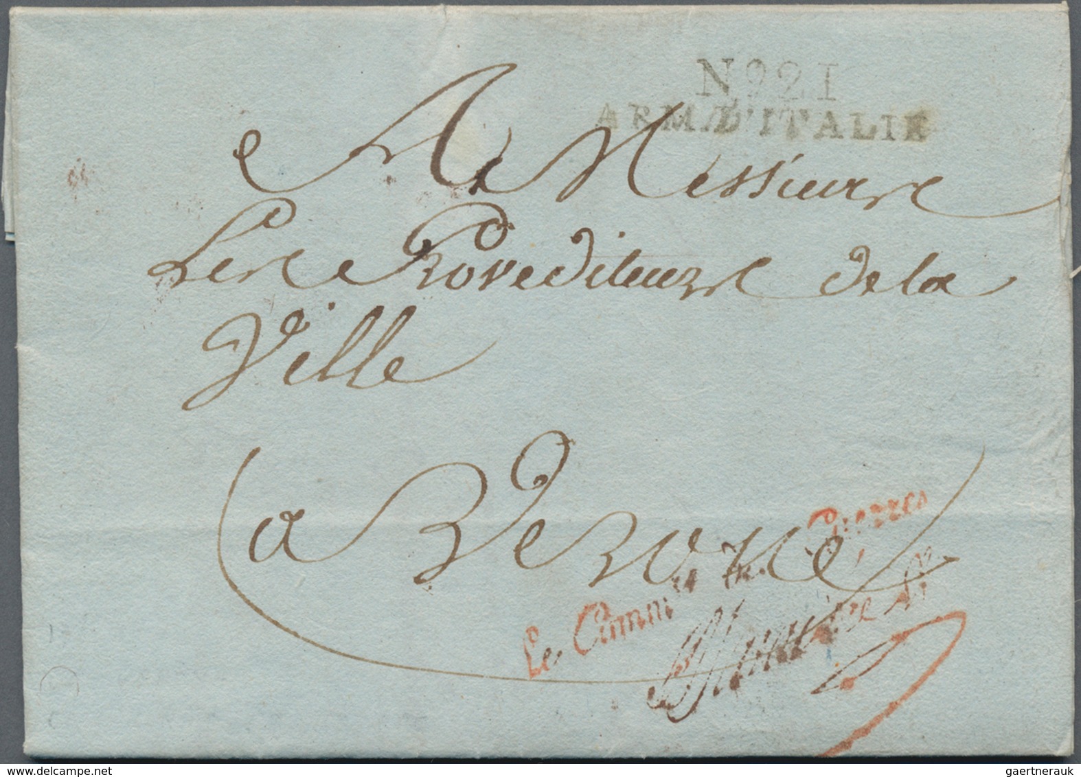 Italien - Französische Armeepost: 1801, "No. 21 / ARM. D'ITALIE" On Entire Folded Letter Dated "9th - 1. ...-1850 Prephilately