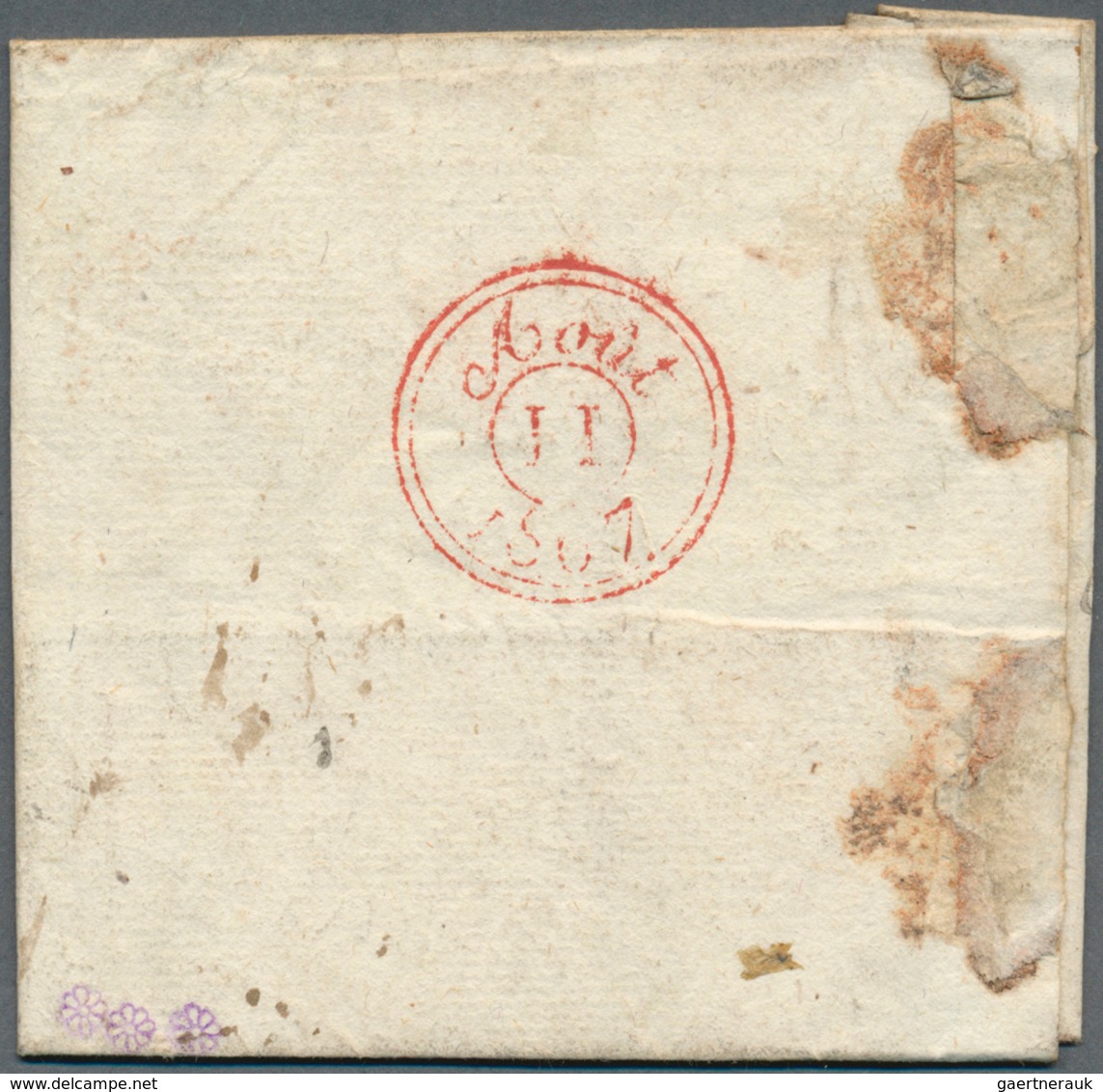 Italien - Französische Armeepost: 1807, "2EME CORPS GRANDE-ARMÉE", Slight Unclear In Red On Folded L - ...-1850 Préphilatélie