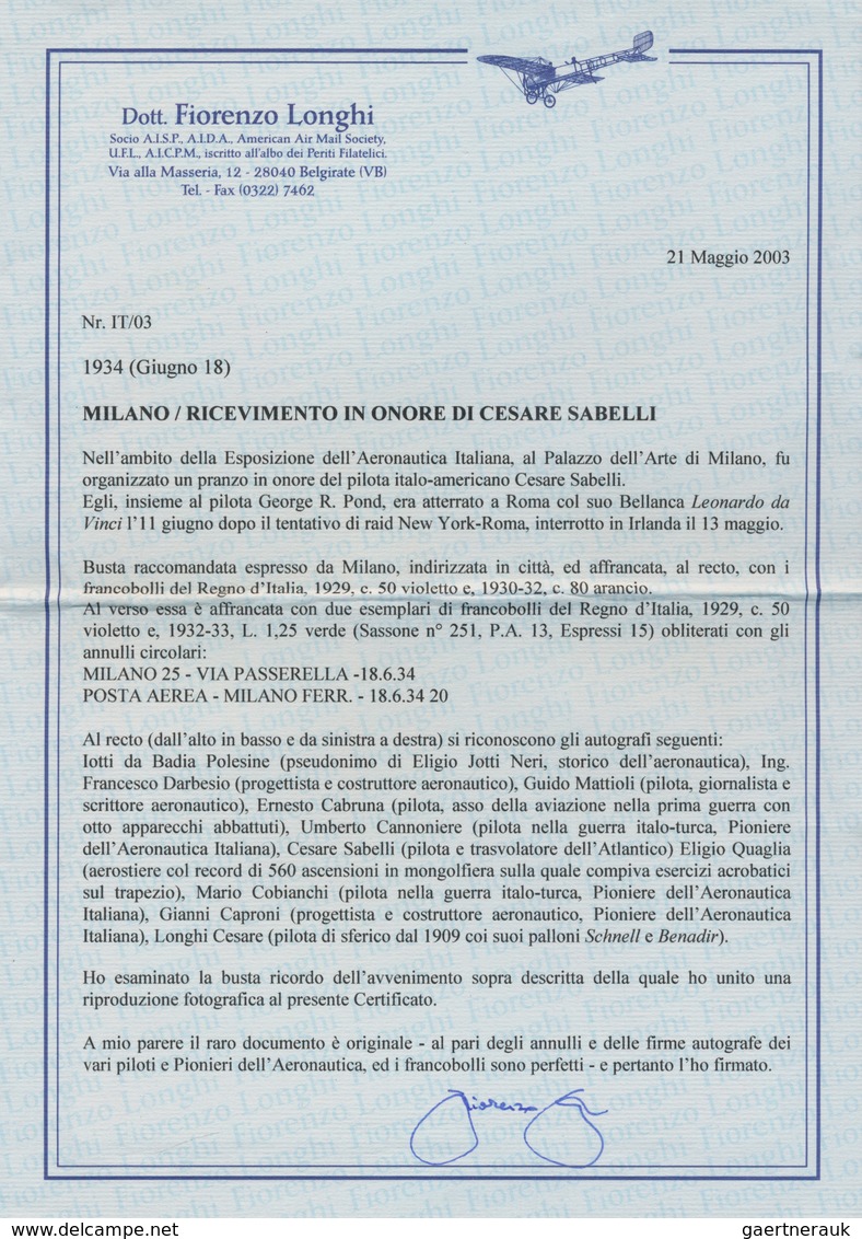 Italien - Besonderheiten: 1934, Frankierter Umschlag Der Während Der Italienischen Luftpostausstellu - Non Classés