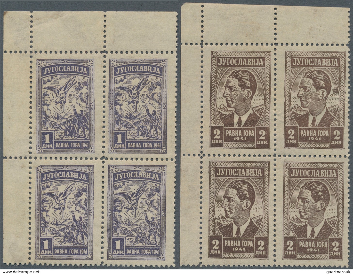 Jugoslawien: YUGOSLAVIA - HOME ARMY, General Draza Mihaiovic, 1944 (4 Mar). Definitive Issue. "Ravna - Unused Stamps