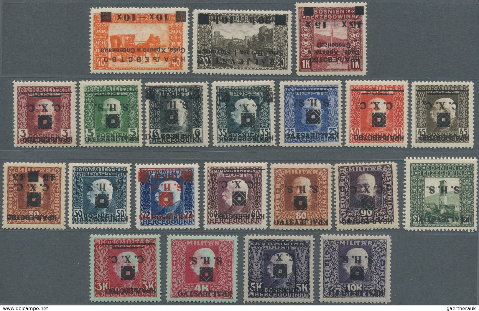 Jugoslawien: 1919, For The War-damaged And Postage Stamps, Each With Inverted Overprints, Completely - Neufs
