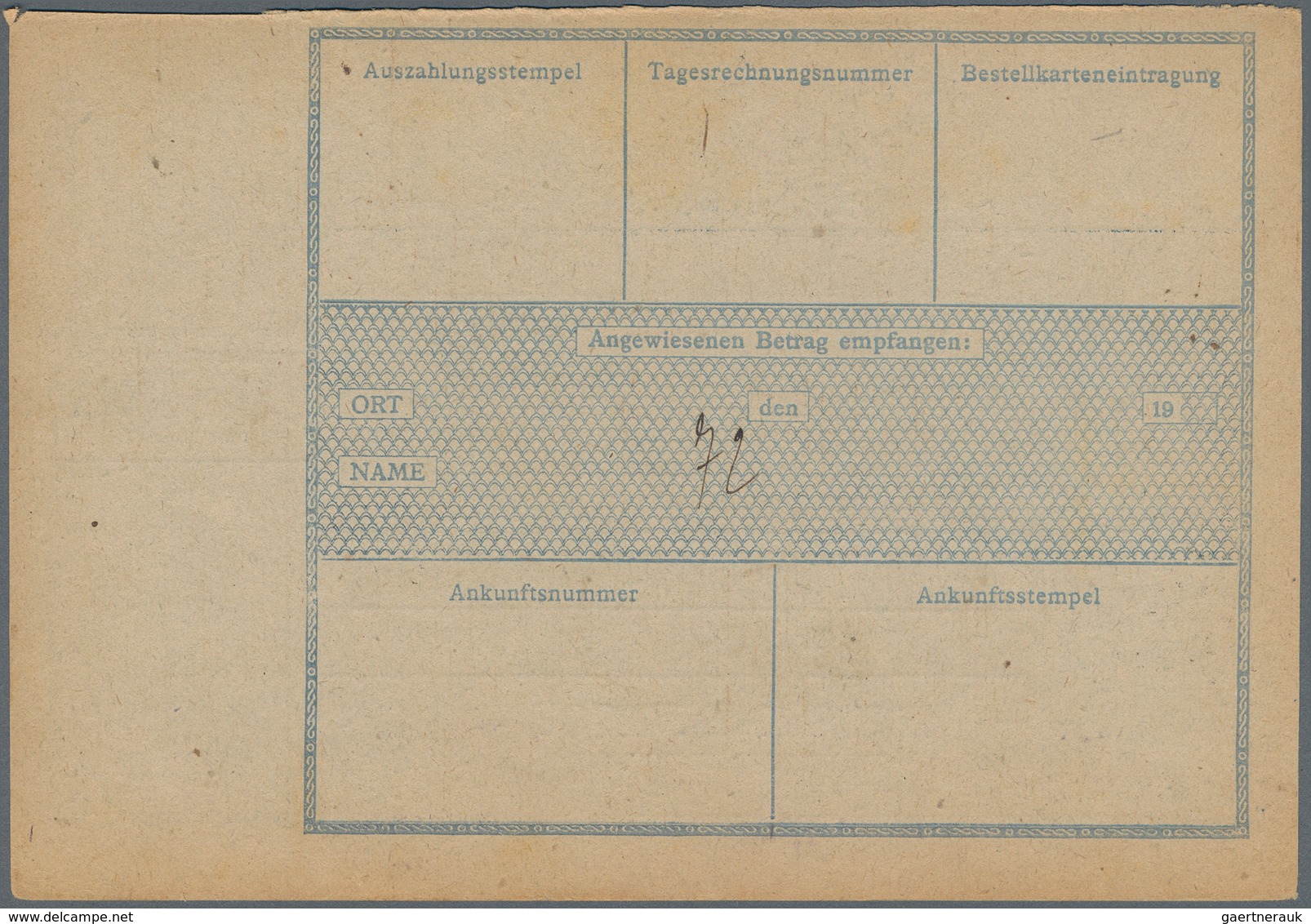 Jugoslawien: 1919. Blue/grey Austrian Postal Order From "NACHNAHME/ POSTANWEISUNG", Handstamped "VIS - Neufs