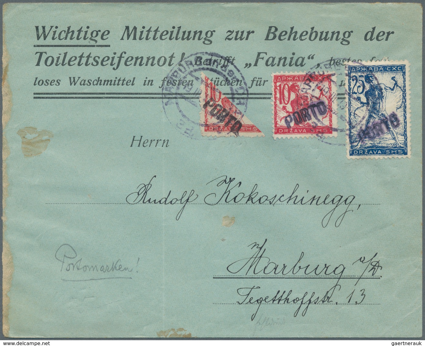 Jugoslawien: 1919, Austrian Company Letter Despatched UNFRANKED To An Address In Marburg A/D (MARIBO - Neufs