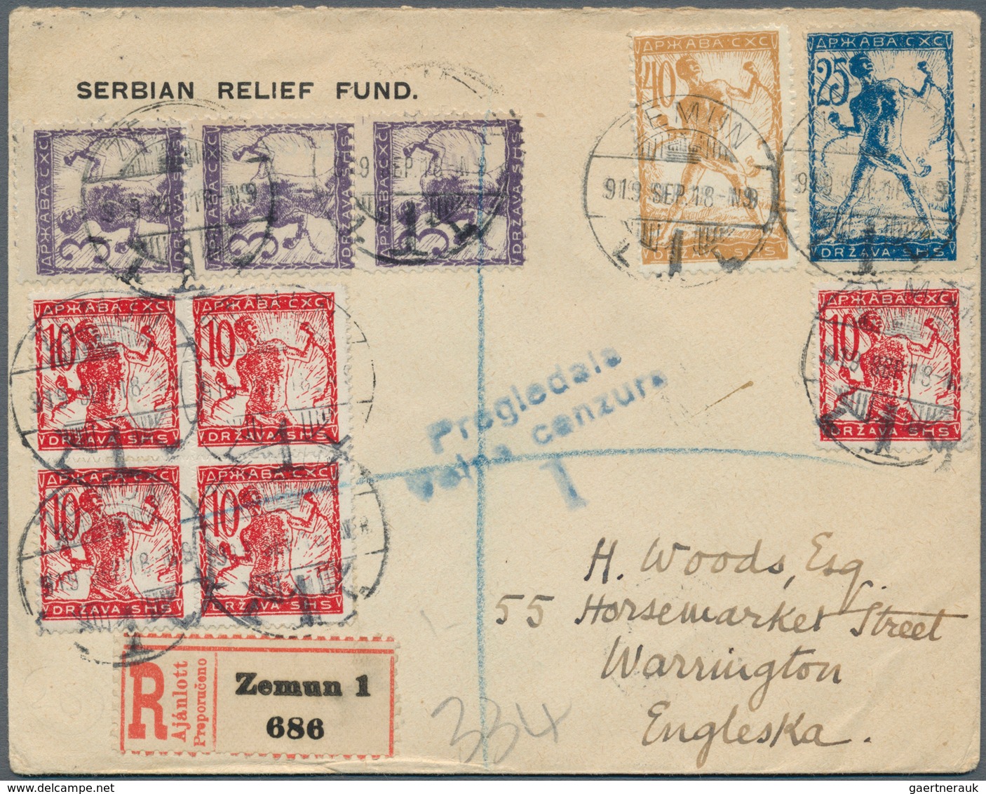 Jugoslawien: 1919. Registered Envelope Addressed To England Headed 'Serbian Relief Fund' Bearing 'Ch - Neufs