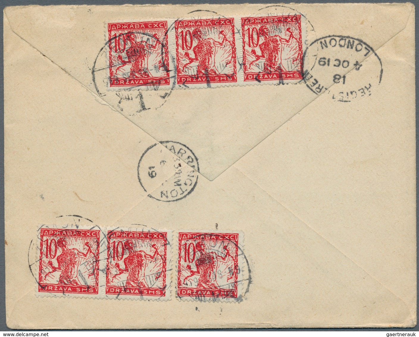 Jugoslawien: 1919. Registered Envelope Addressed To England Headed 'Serbian Relief Fund' Bearing 'Ch - Unused Stamps