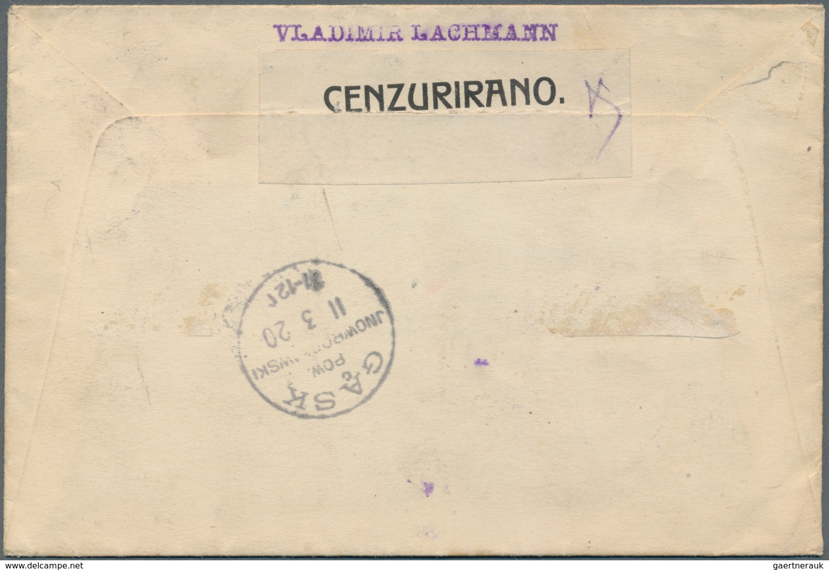 Jugoslawien: 1920. Registered Letter Addressed To A Prisoner Of War Camp In GONSK, Poland, Franked 3 - Unused Stamps