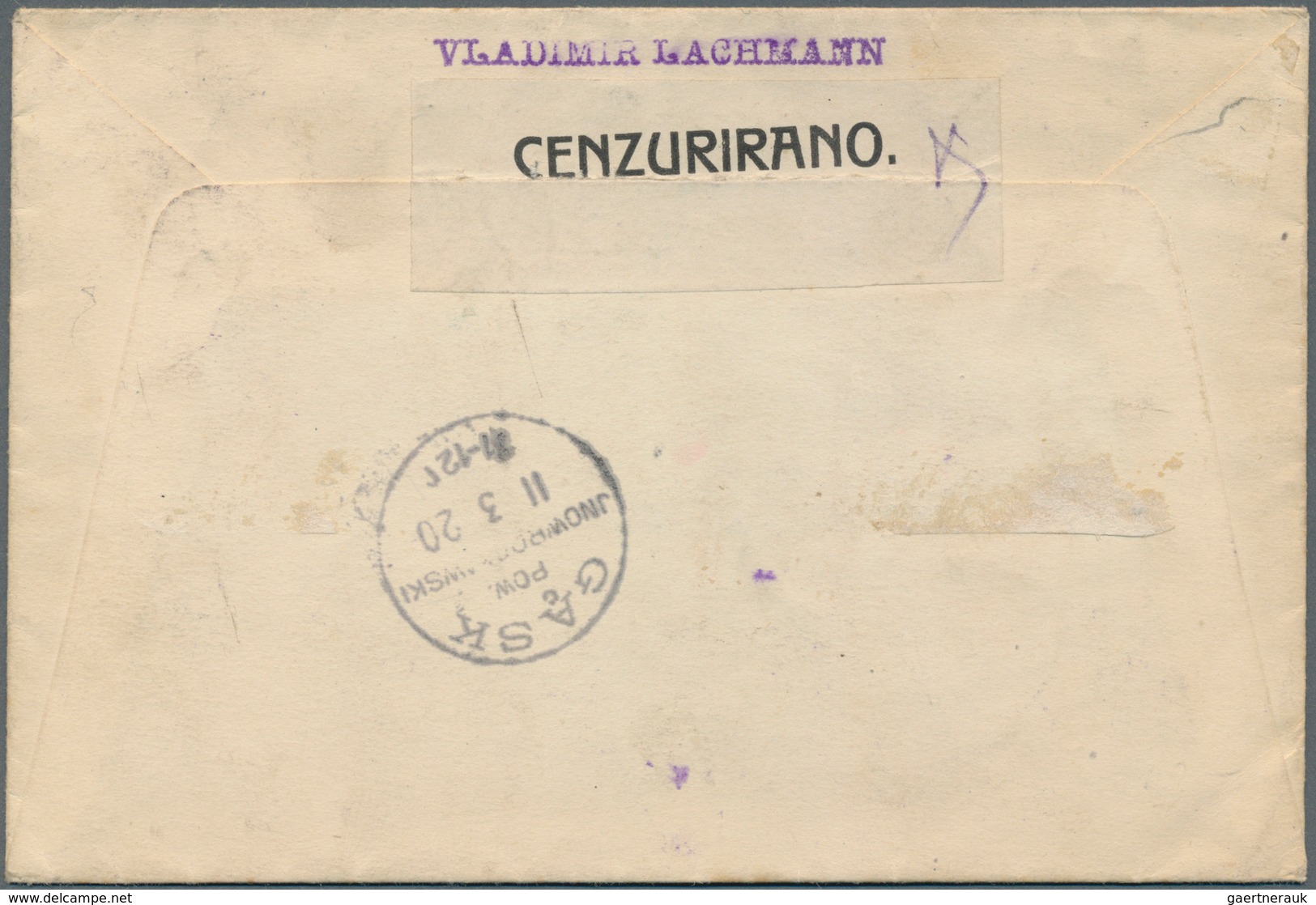 Jugoslawien: 1920. Registered Letter Addressed To A Prisoner Of War Camp In GONSK, Poland, Franked 3 - Neufs