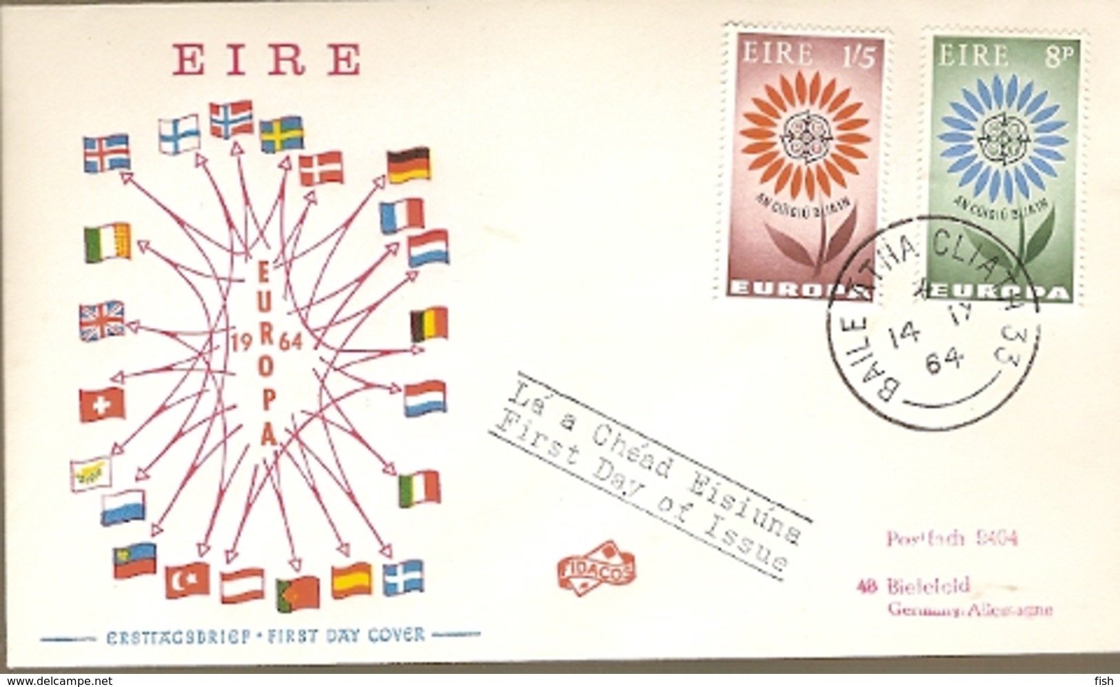 Ireland & FDC CPTE Europa, Aaile Átha Cliath 1964 (167) - 1964