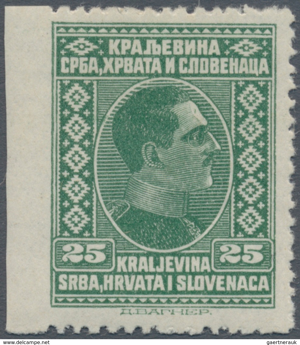 Jugoslawien: 1926, Definitives King Alexander, 25pa. Green, Left Marginal Copy Showing Variety "impe - Ungebraucht