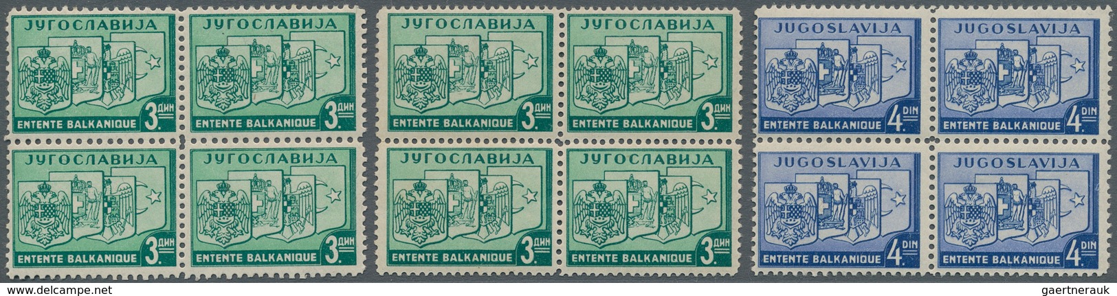 Jugoslawien: 1937. Balkan Entente. 3 D Emerald, Perf L 10 3/4 & Perf L 12 1/2 And 4d Bright Blue, Al - Unused Stamps