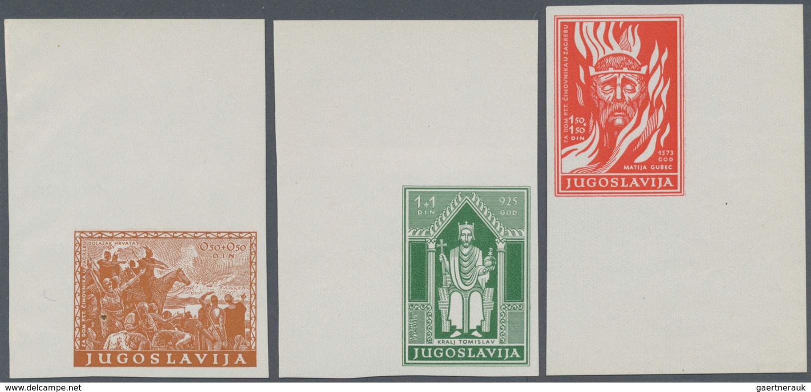 Jugoslawien: 1940. Zagreb Postal Employees' Fund. 50 P + 50 P Orange Brown, 1d+1d Green, 1d50+1d50 S - Unused Stamps
