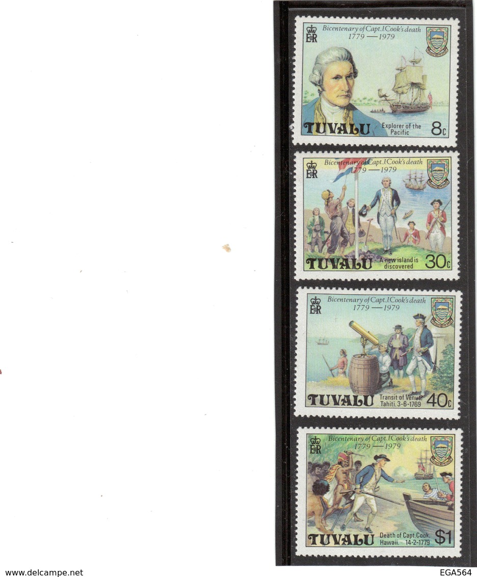 V12 - TUVALU 111 / 114 ** MNH De 1974 - JAMES COOK - RESOLUTION - TRANSIT De VENUS - MORT à HAWAII - - Tuvalu