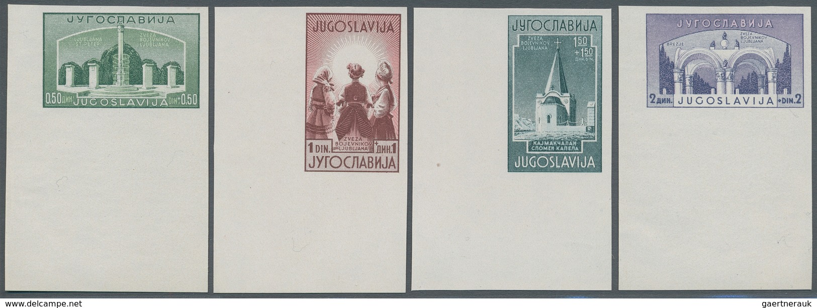 Jugoslawien: 1941 (1 Jan). Slovenian War Veterans Fund. 0.50D + 0.50D Yellow-green, 1D + 1D Brown-la - Unused Stamps