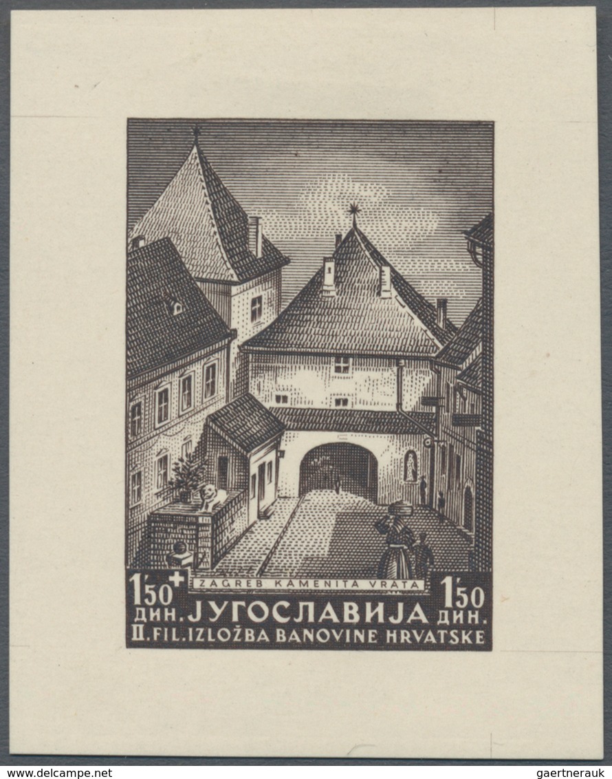 Jugoslawien: 1941, Philatelic Exhibition Zagreb, 1.50d.+1.50d. Blackish-brown, Single Proof On Ungum - Unused Stamps
