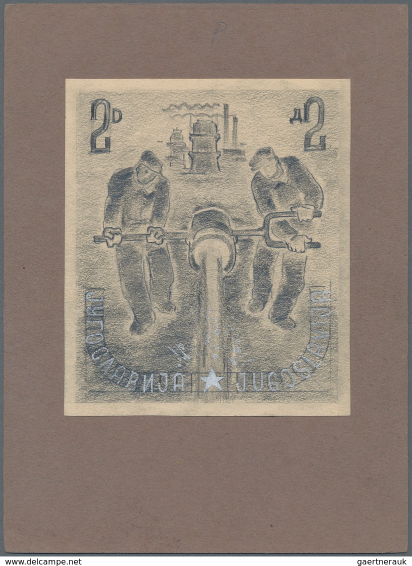 Jugoslawien: 1950. Definitives (Heavy Industry - Steel). Artist's Work: 2D Pencil Drawing On White C - Unused Stamps