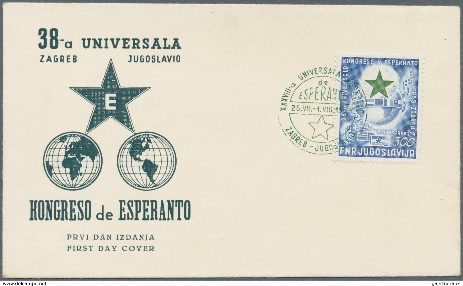 Jugoslawien: 1953, 200din. Esperanto On Illustrated F.d.c. Oblit. By Green Special Event Postmark. O - Unused Stamps