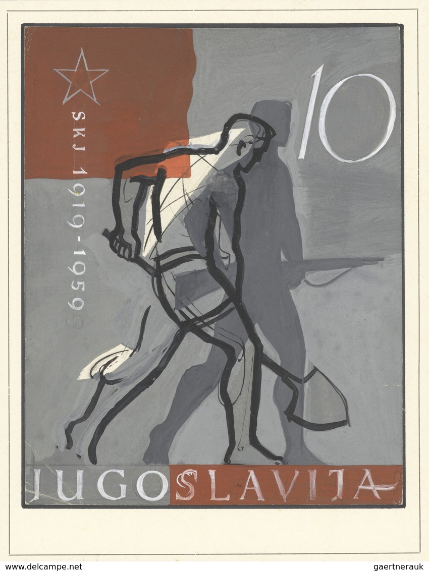 Jugoslawien: 1959 (20 April). 40th Anniversary Of Yugoslav Communist Party. ESSAY: Artist's Work Pre - Unused Stamps