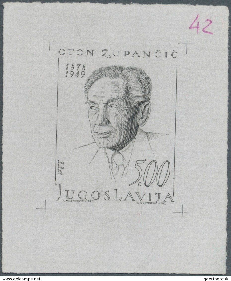 Jugoslawien: 1970 (16 Feb). Famous Yugoslavs (Oton Zupancic, Slovenian Poet). Die PRoof, 5,00(D) Bla - Unused Stamps