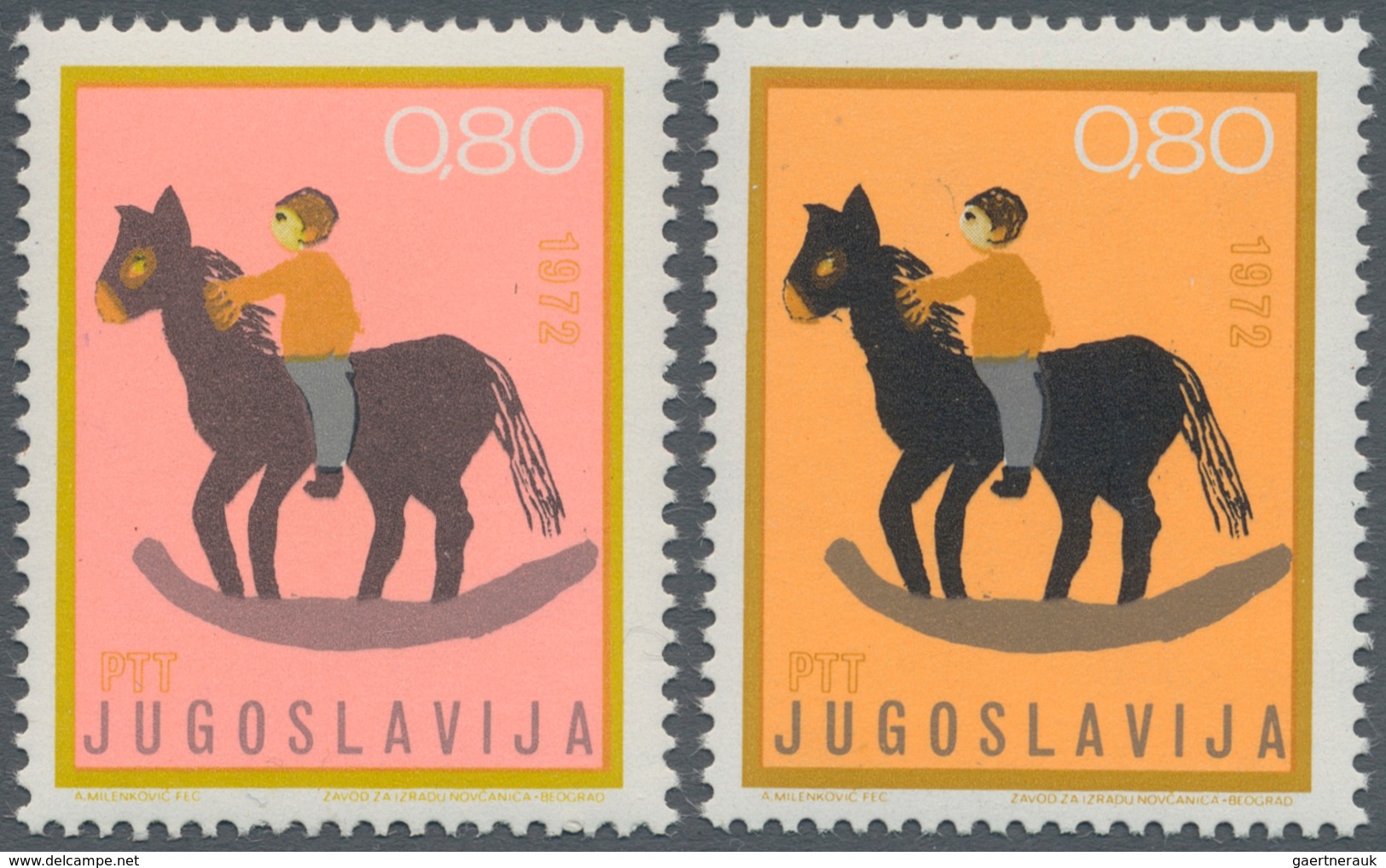 Jugoslawien: 1972 (2 Oct). Childern's Week. Variety, 0,80(D) Multicoloured, Perf 12 1/2 (comb). Mint - Unused Stamps