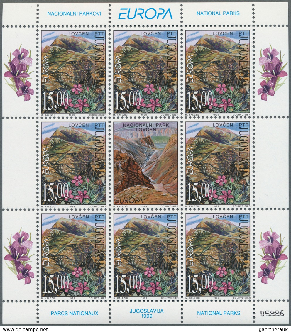 Jugoslawien: 1999, Europa (National Parks), Each Issue In 10 Little Sheets, All Mint Never Hinged. M - Unused Stamps