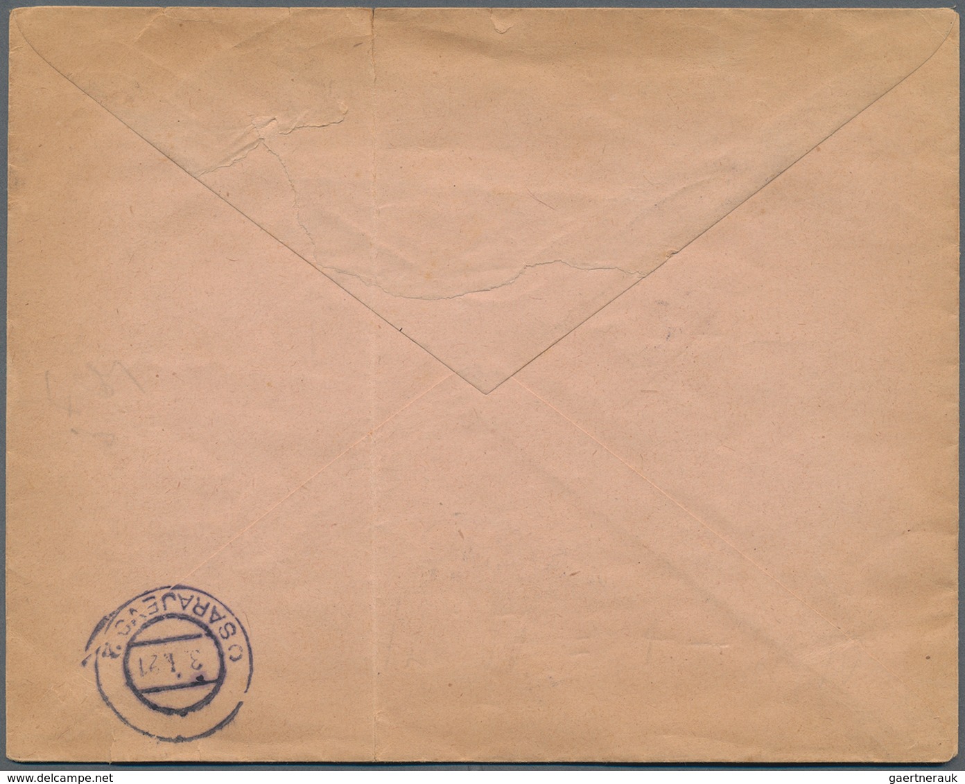 Jugoslawien - Portomarken: 1921. Envelope (toned, Vertical Fold, Tear At Top) Addressed To Bosnia Be - Timbres-taxe