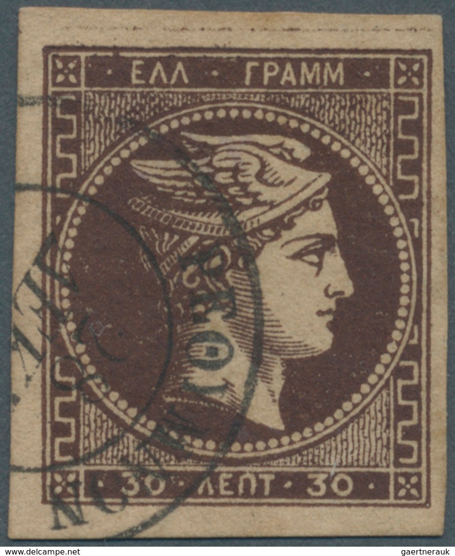 Kreta: 1881 GREEK POST OFFICE IN CRETE: "RETHYMNON 28.12.188?" Cds Clear Strike On 30 Lepta Large He - Kreta