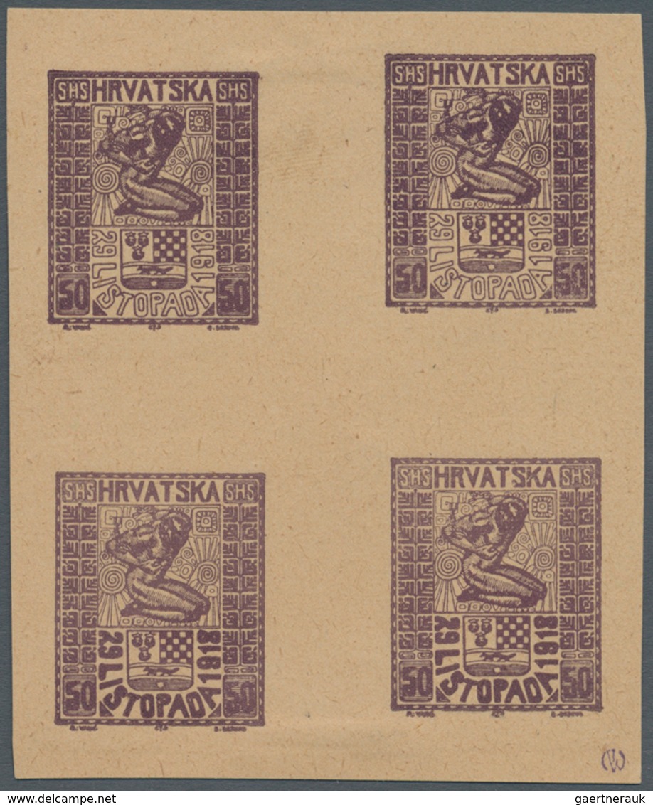 Kroatien: 1918 (29 Nov). “Freedom For Croatia”. ESSAY (UNISSUED VALUE). 50(Fil) Carmine, IMPERF, Red - Croatia