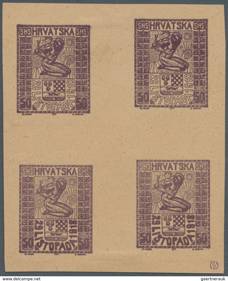 Kroatien: 1918 (29 Nov). “Freedom For Croatia”. ESSAY (UNISSUED VALUE). 50(Fil) Carmine, IMPERF, Red - Kroatien