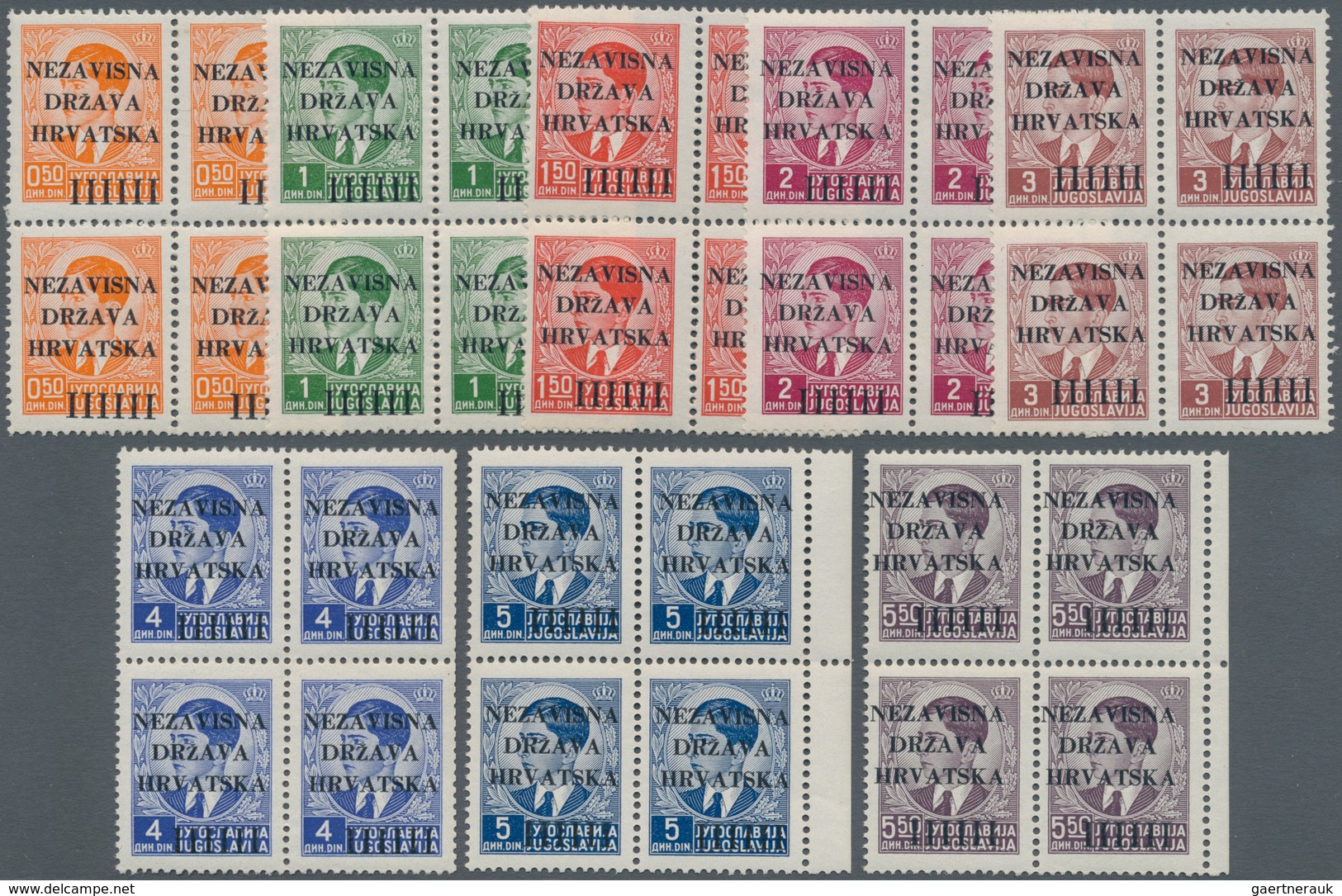 Kroatien: 1941 (12 April). First Provisional Issue. Last Definites Of Kingdom Of Yugoslavica (King P - Croatie