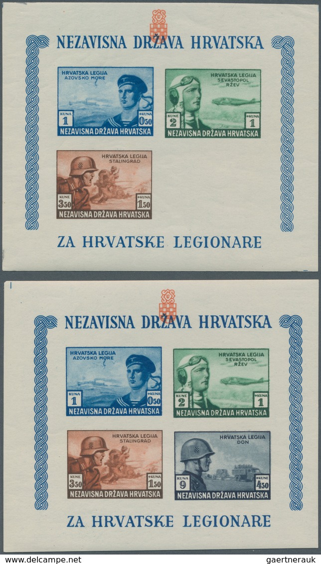 Kroatien: 1943. Croat Legion Relief Fund. Very Fine Miniature Sheet, Imperf. Showing THREE DESIGNS O - Croatia