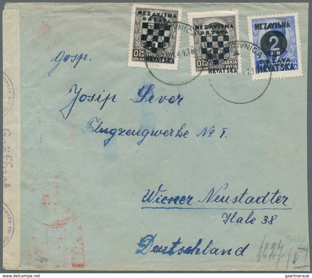 Kroatien: 1941, Letter To Austria, As Part Of The “Great 3rd Reich” Endorsed “Deutschland”, Franked - Kroatien