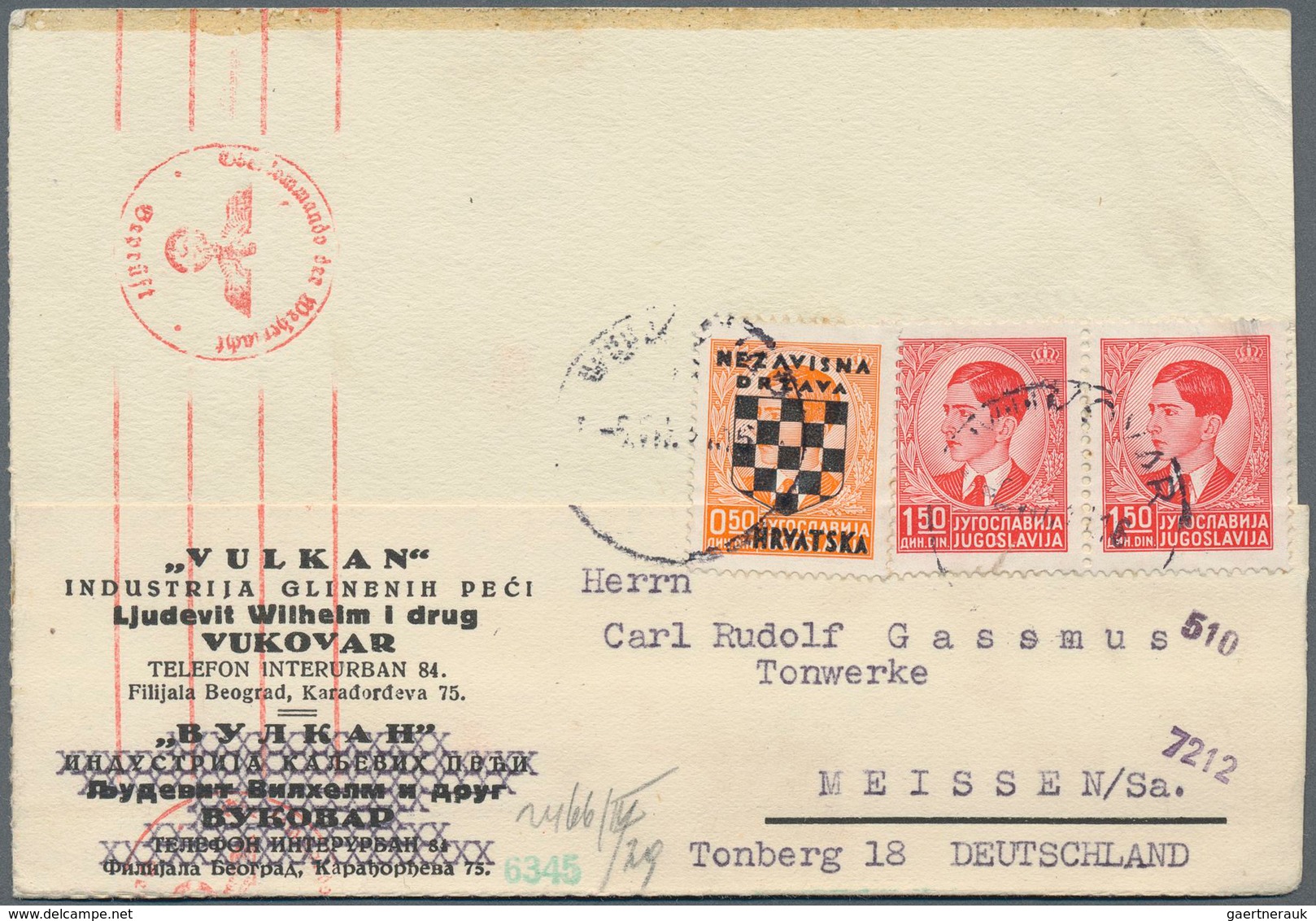 Kroatien: 1941, Business Card Franked With No. 10 In Mixed Franking With Double Piece Peter II Witho - Croatia