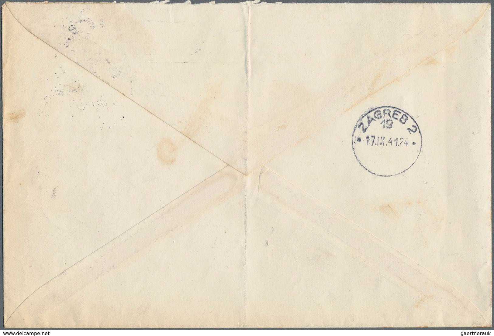 Kroatien: 1941. Larger White Solicitor'S Business Envelope, Locally Registered, Bearing Horizontal S - Croatie