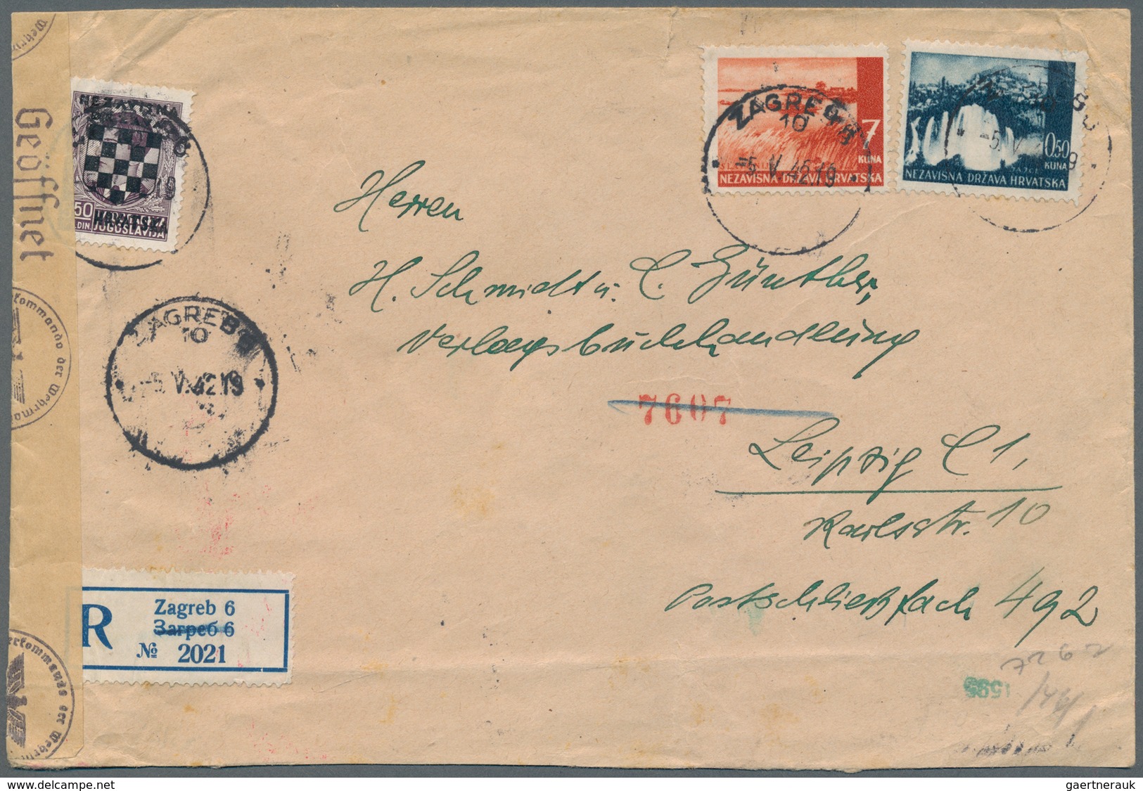 Kroatien: 1942. Registered Letter To Germany, Franked 5.50D Dark Brown-violet (Michel 17) Of 2nd Cro - Croatia