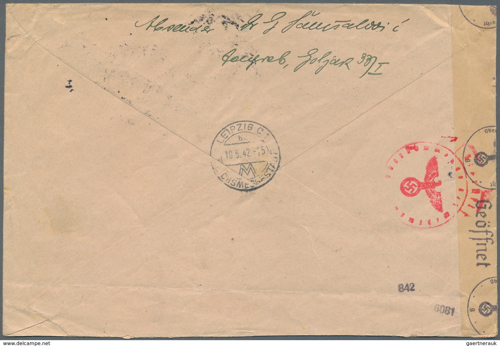 Kroatien: 1942. Registered Letter To Germany, Franked 5.50D Dark Brown-violet (Michel 17) Of 2nd Cro - Kroatien