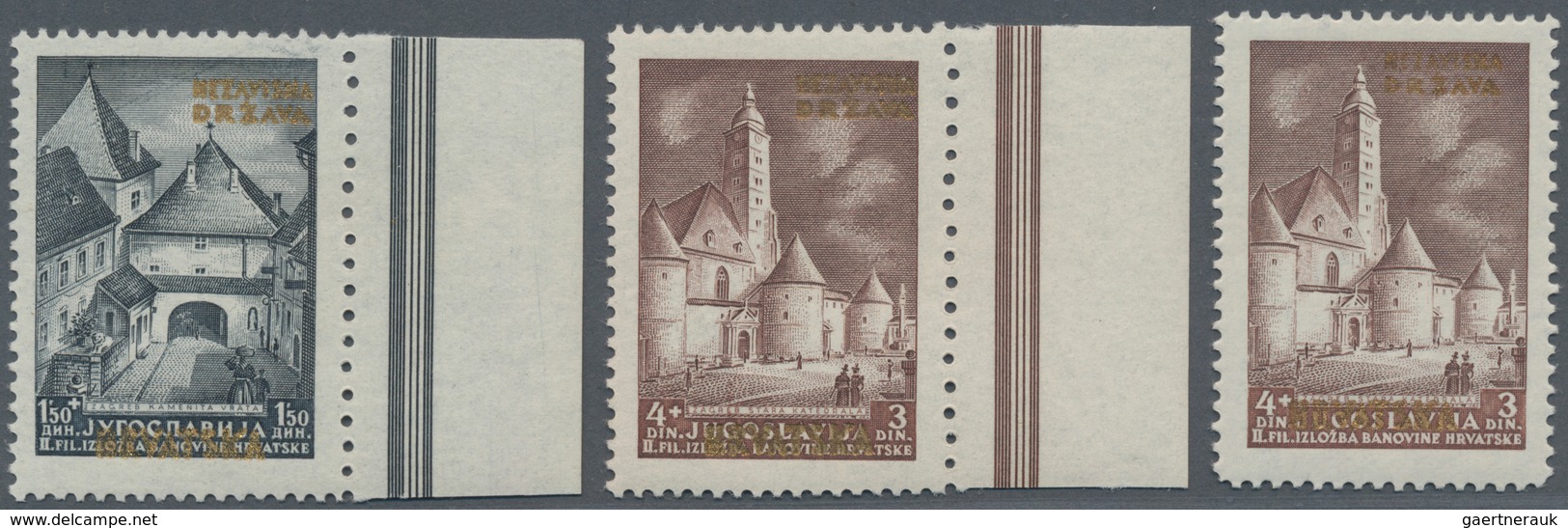 Kroatien: 1941, 1.50 Din. And 4 Din. With Gold Overprint From The Margin Of The Sheet, Perforated K - Croatie