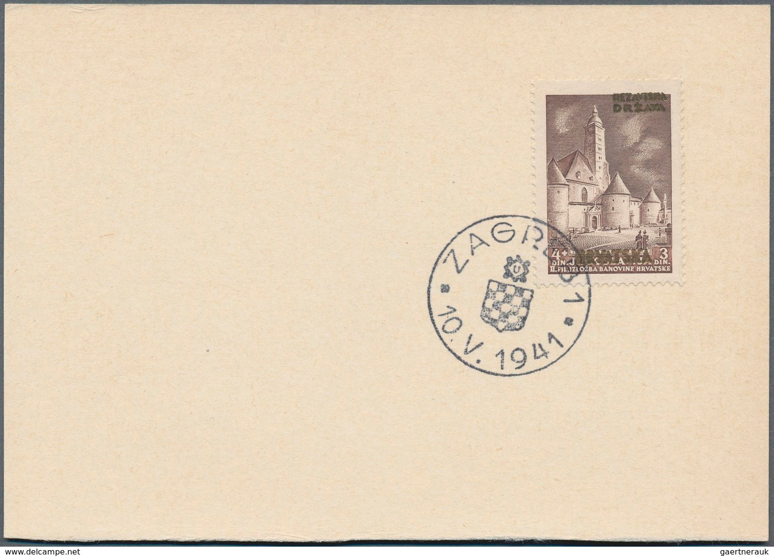 Kroatien: 1941, 1.50 Din. + 1.50 Din. And 4 Din. + 3 Din. Exhibition Stamps With Gold Imprint. Here - Kroatien