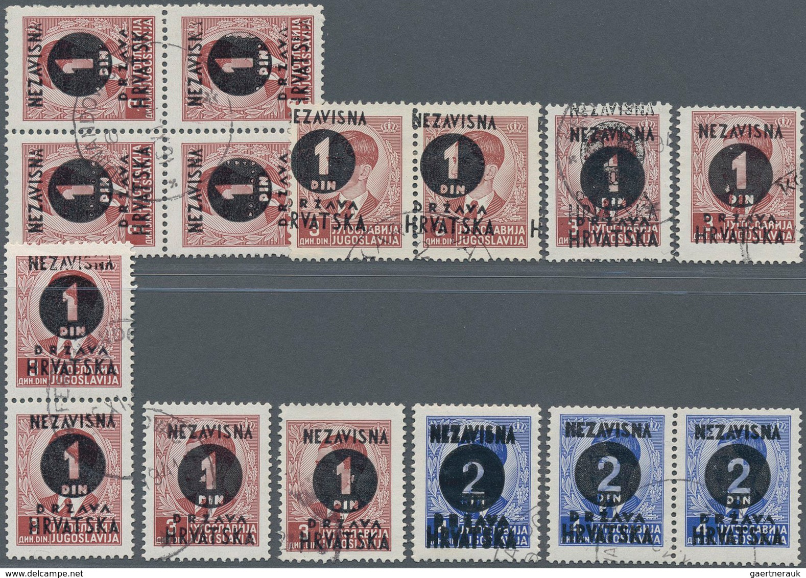 Kroatien: 1941, Postage Stamps Of Yugoslavia With Overprint, Twelve No .: 41 With Overprint Error An - Croatie