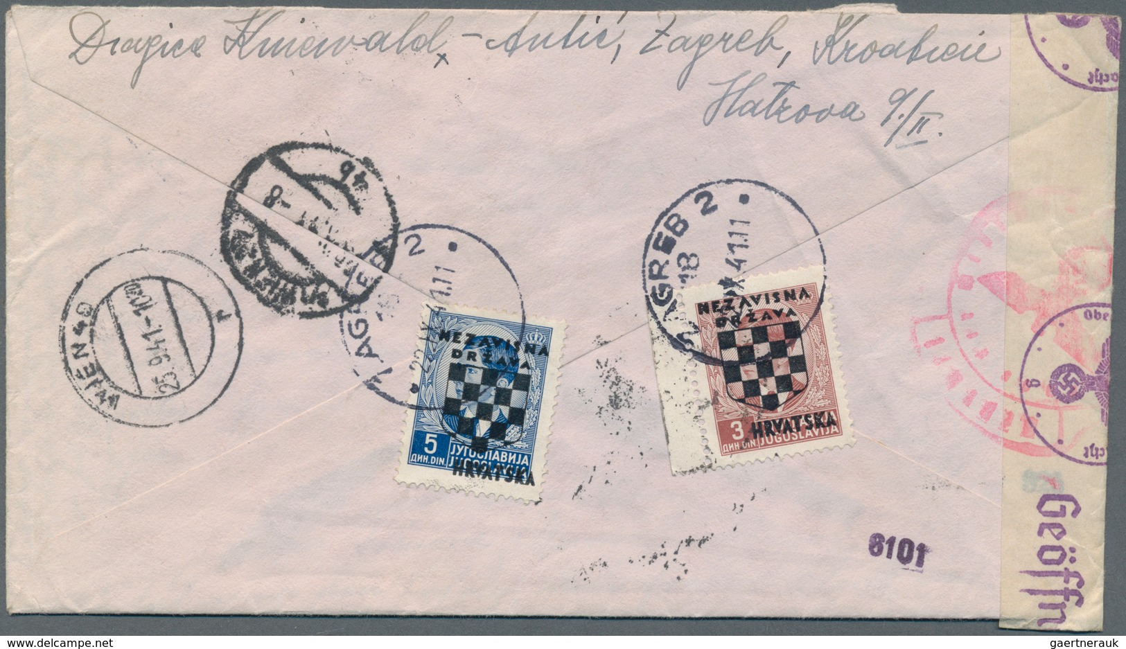 Kroatien: 1941, Express Letter To VIENNA (with Full Contents) Franked At Front With 2 On 4D Ultramar - Kroatien