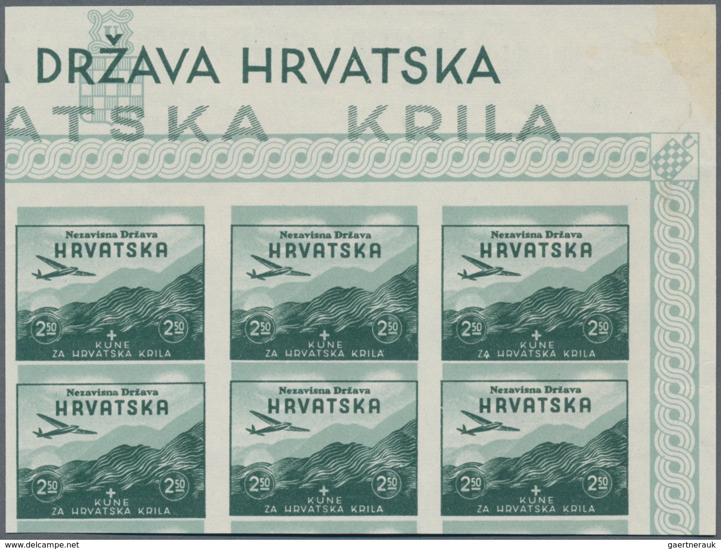 Kroatien: 1942 (25 Mar). Aviation Fund. VARIEETY. 2K + 2K Brown, 2.50K + 2.50K Green, 3K + 3K Lake A - Kroatien